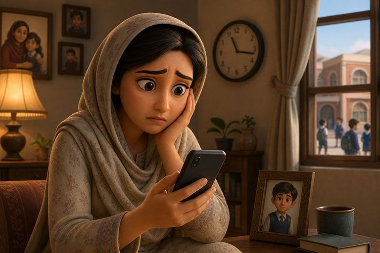 Worried parent waiting with no school updates on their phone