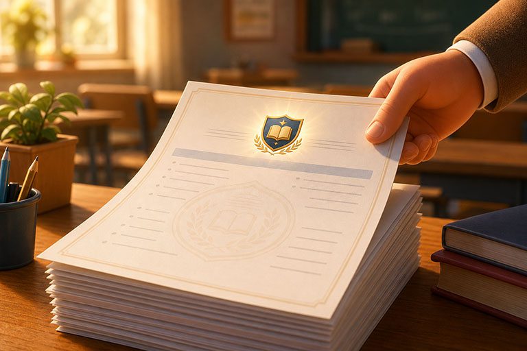 Premium school-branded exam paper ready for students