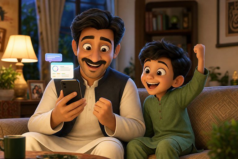 Parent receiving detailed exam feedback on their phone